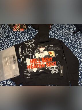 Men's  Civil regime Black Graphic Hoodie with Red 'Hell Bent Heaven Sent' Print